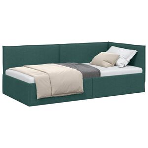 vidaXL Estrutura de Cama de Canto Verde Escuro 90 x 200 cm Veludo