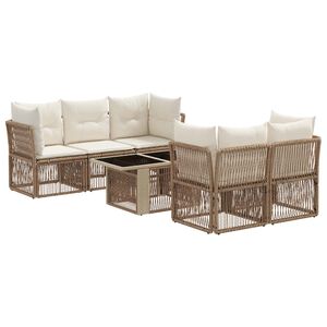 vidaXL Conjunto de Sof&aacute; de Jardim 6 unid. Bege vime PE