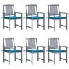 vidaXL Cadeiras de jardim c/ almofad&otilde;es 6 pcs ac&aacute;cia maci&ccedil;a cinzento
