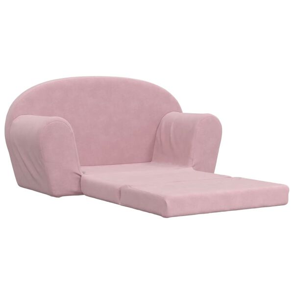 vidaXL Sof&aacute;-cama infantil de 2 lugares pel&uacute;cia rosa