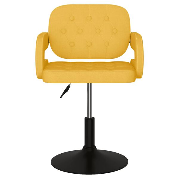 vidaXL Cadeira de jantar girat&oacute;ria tecido amarelo mostarda