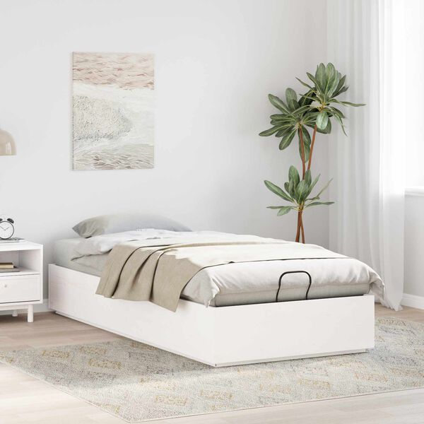 vidaXL Estrutura de Cama Ottoman com armazenamento Branco 80 x 200 cm