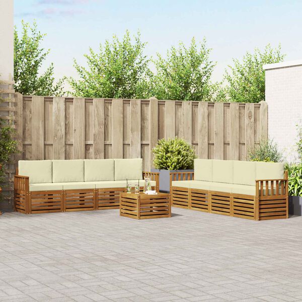 vidaXL Conjuntos de sof&aacute;s com almofada 9 pcs Natural e Creme