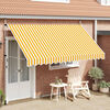 vidaXL Toldo retr&aacute;til manual 350 cm riscas laranjas e brancas