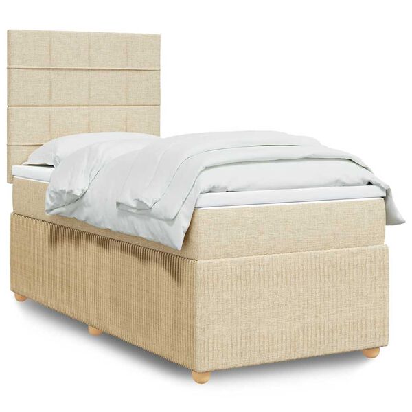 vidaXL Cama com molas/colch&atilde;o 80x200 cm tecido cor cr&egrave;me