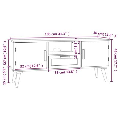 vidaXL Móvel de TV com portas 105x30x45 cm derivados de madeira