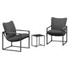 vidaXL Conjunto de Sof&aacute; de Jardim 3 unid. Preto e Anthracite A&ccedil;o