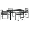 vidaXL Conjunto de Jantar para Jardim 5 pcs Preto vime PE