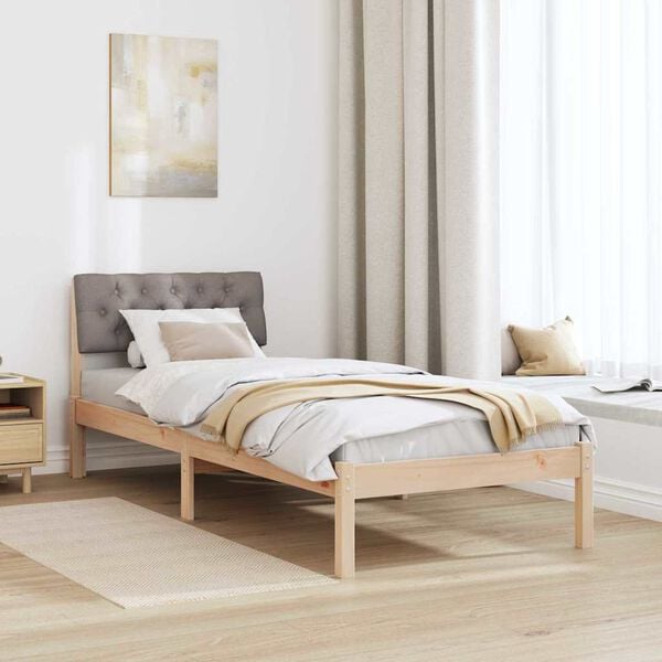 vidaXL Estrutura da cama com cabeceira Marrom e taupe 75 x 190 cm