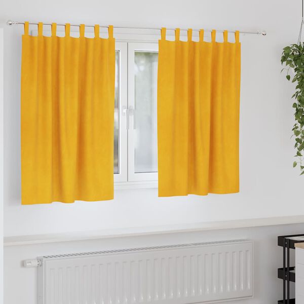 vidaXL Cortinas opacas 2 pcs Amarelo Mostarda 140 x 140 cm Veludo