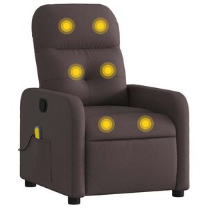 vidaXL Poltrona de massagens reclin&aacute;vel tecido castanho-escuro