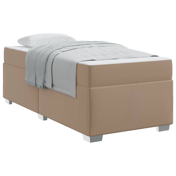 vidaXL Estrutura da Cama com colch&atilde;o Cappuccino 90 x 200 cm tecido