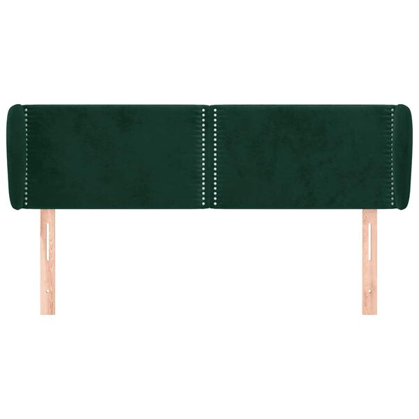 vidaXL Cabeceira de cama c/ abas veludo 147x23x78/88cm verde-escuro