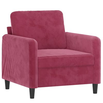 vidaXL 3 pcs conjunto de sofás veludo vermelho-tinto