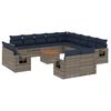 vidaXL Conjunto de sof&aacute; de jardim com 14 pe&ccedil;as e almofadas em rattan sint&eacute;tico cinza