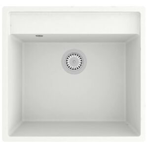 vidaXL Lava-lou&ccedil;a cozinha c/ orif&iacute;cio extravasamento granito branco