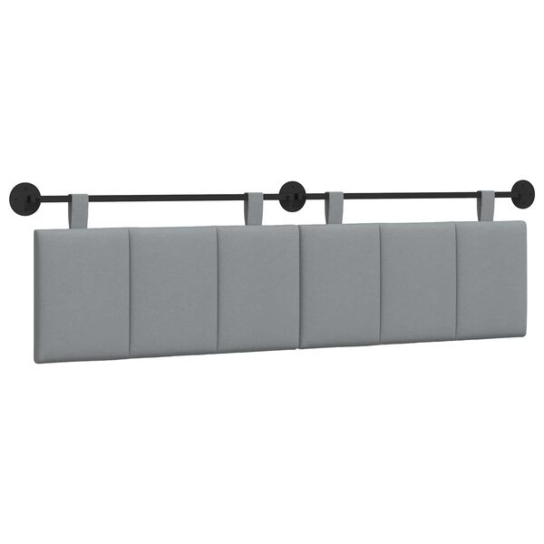 vidaXL Cabeceira Suspensa Riscas Cinzento-claro 190 x 55 x 5 cm tecido