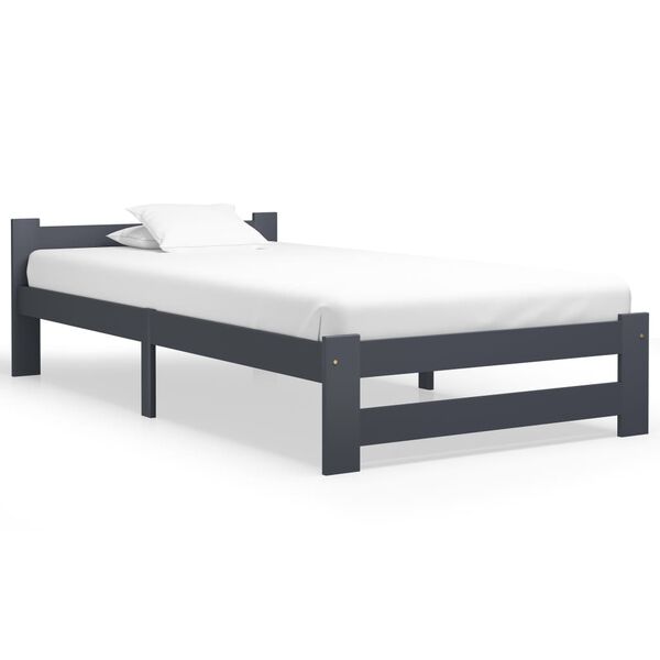 vidaXL Estrutura de cama 100x200 cm pinho maciço cinzento-escuro