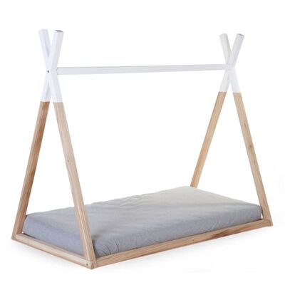 CHILDHOME Estrutura de cama Tipi 70x140 cm madeira natural e branco