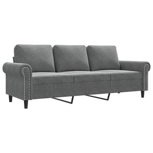 vidaXL Sof&aacute; de 3 lugares 180 cm veludo cinza-escuro