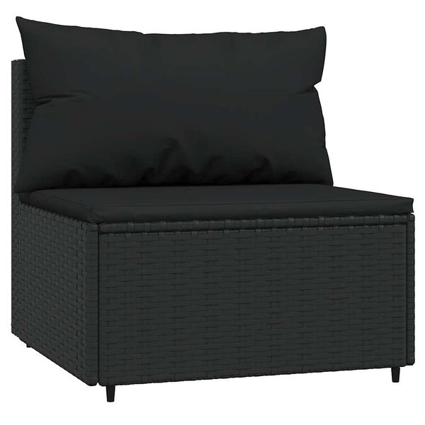 vidaXL 3 pcs conjunto lounge de jardim c/ almofad&otilde;es vime PE preto