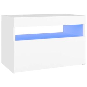 vidaXL Mesa de cabeceira & luzes LED 60x35x40 cm deriv. madeira branco