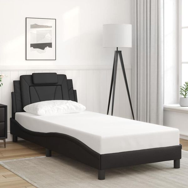 vidaXL Estrutura de cama Viana sem colch&atilde;o 90x200 cm couro artificial preto