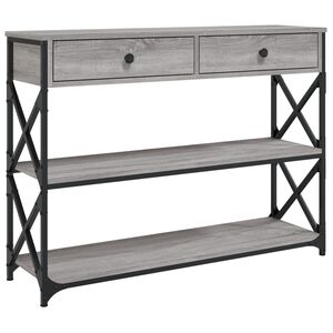 vidaXL Mesa consola 100x28x75 cm derivados de madeira cinzento sonoma