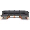 vidaXL 8 pcs conjunto lounge de jardim c/ almofad&otilde;es vime PE cinzento