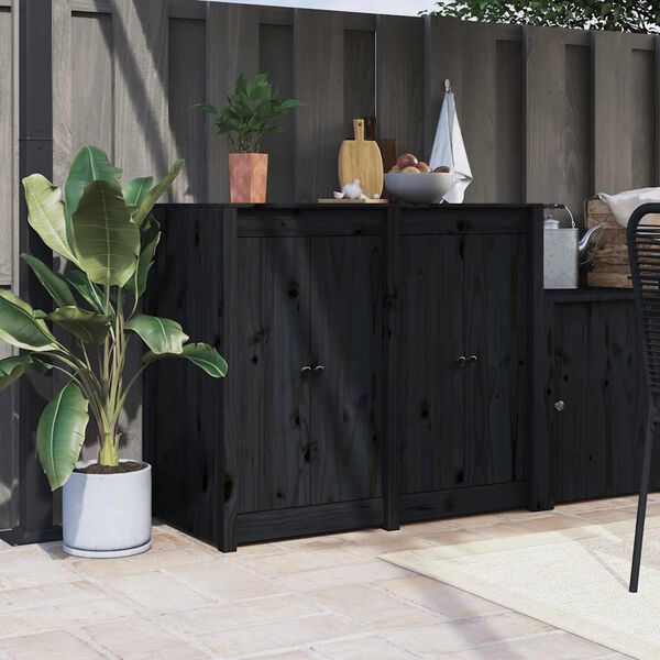 vidaXL Portas cozinha p/ exterior MEPPEL 2 pcs 50x9x82 cm pinho maci&ccedil;o preto