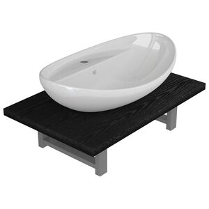 vidaXL Conjunto de m&oacute;veis de casa banho 2 pe&ccedil;as cer&acirc;mica preto