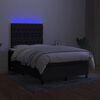vidaXL Cama box spring c/ colch&atilde;o e LED 120x190 cm tecido preto