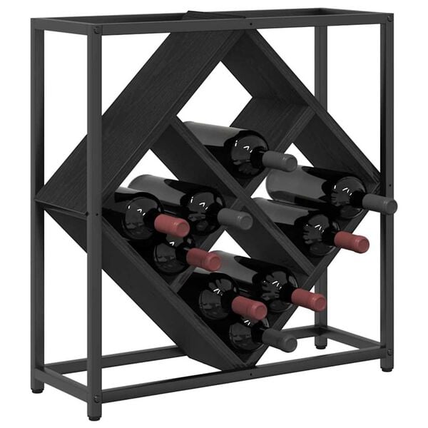 vidaXL Escorredor de Vinho Carvalho Preto 51 x 18 x 52,5 cm