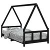 vidaXL Estrutura de cama infantil 90x190 cm pinho maci&ccedil;o preto