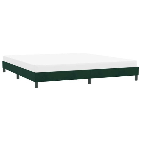 vidaXL Estrutura de cama sem colch&atilde;o 180x220 cm veludo verde-escuro