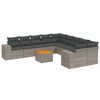 vidaXL 11 pcs conjunto sof&aacute;s de jardim c/ almofad&otilde;es vime PE cinzento