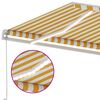 vidaXL Toldo retrátil manual com LED 400x350 cm amarelo e branco