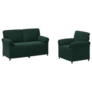 vidaXL Conjunto de Sof&aacute;s 2 unid. Verde-Escuro Veludo