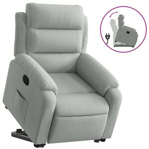 vidaXL Poltrona reclin&aacute;vel elevat&oacute;ria veludo cinza-claro