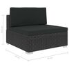 vidaXL 8 pcs conjunto lounge de jardim c/ almofadões vime PE preto