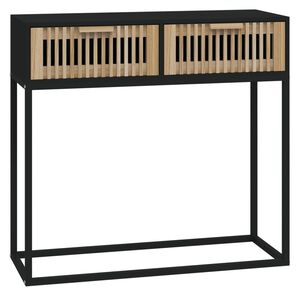 vidaXL Mesa consola 80x30x75 cm derivados de madeira e ferro preto