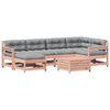 vidaXL 7 pcs conj. lounge jardim com almofadões madeira douglas maciça
