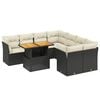 vidaXL 9 pcs conjunto de sof&aacute;s p/ jardim c/ almofad&otilde;es vime PE preto