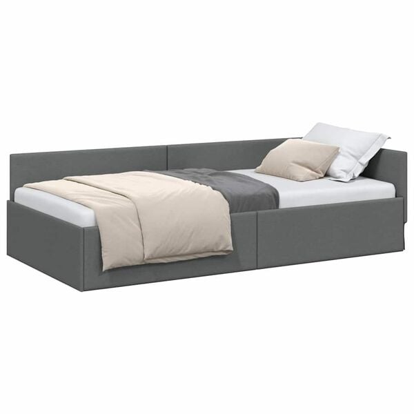 vidaXL Estrutura de Cama de Canto Cinza Escuro 90 cm x 200 cm Veludo