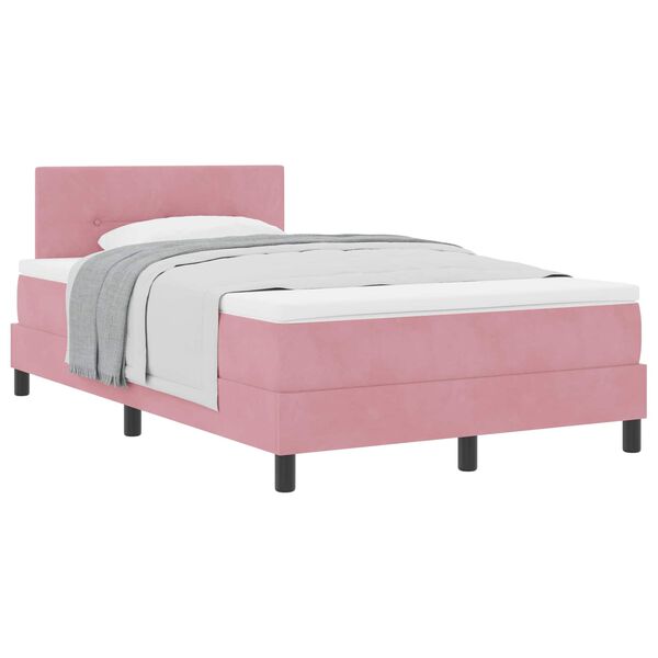 vidaXL Cama Box com colch&atilde;o com cabeceira Rosa 120 x 200 cm Veludo