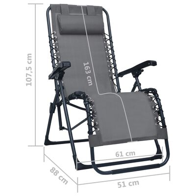 vidaXL Cadeiras de pátio dobráveis 2 pcs textilene cinzento