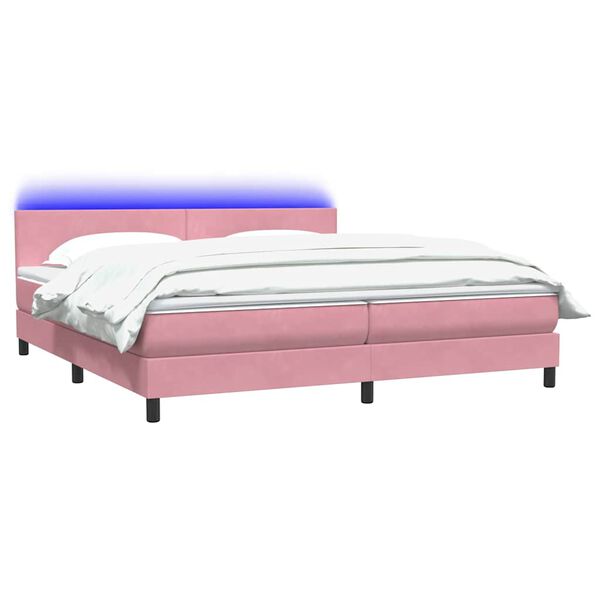 vidaXL Cama box spring c/ colch&atilde;o e LED 200x210 cm veludo rosa