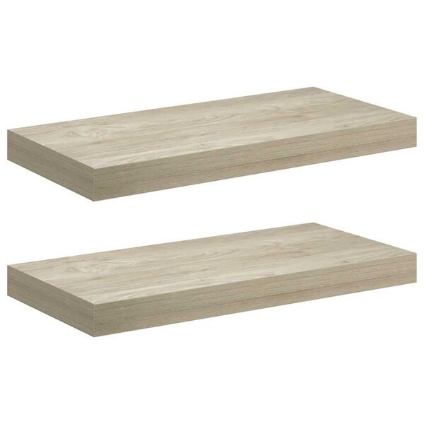 vidaXL Prateleiras de parede suspensas 2 pcs 50x23x3,8cm MDF carvalho