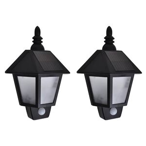 vidaXL Candeeiros de parede solares 2 pcs c/ sensor de movimento preto