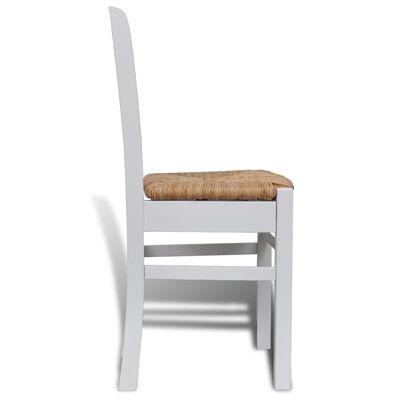 vidaXL Cadeiras de jantar 6 pcs madeira de pinho e sisal branco